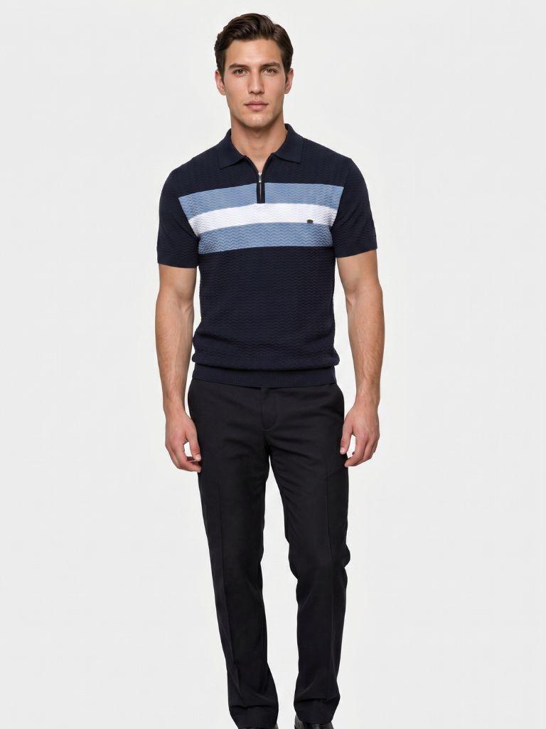 Classic Fit Quarter Zip Business Casual Short Sleeves Polo - Ellesmere