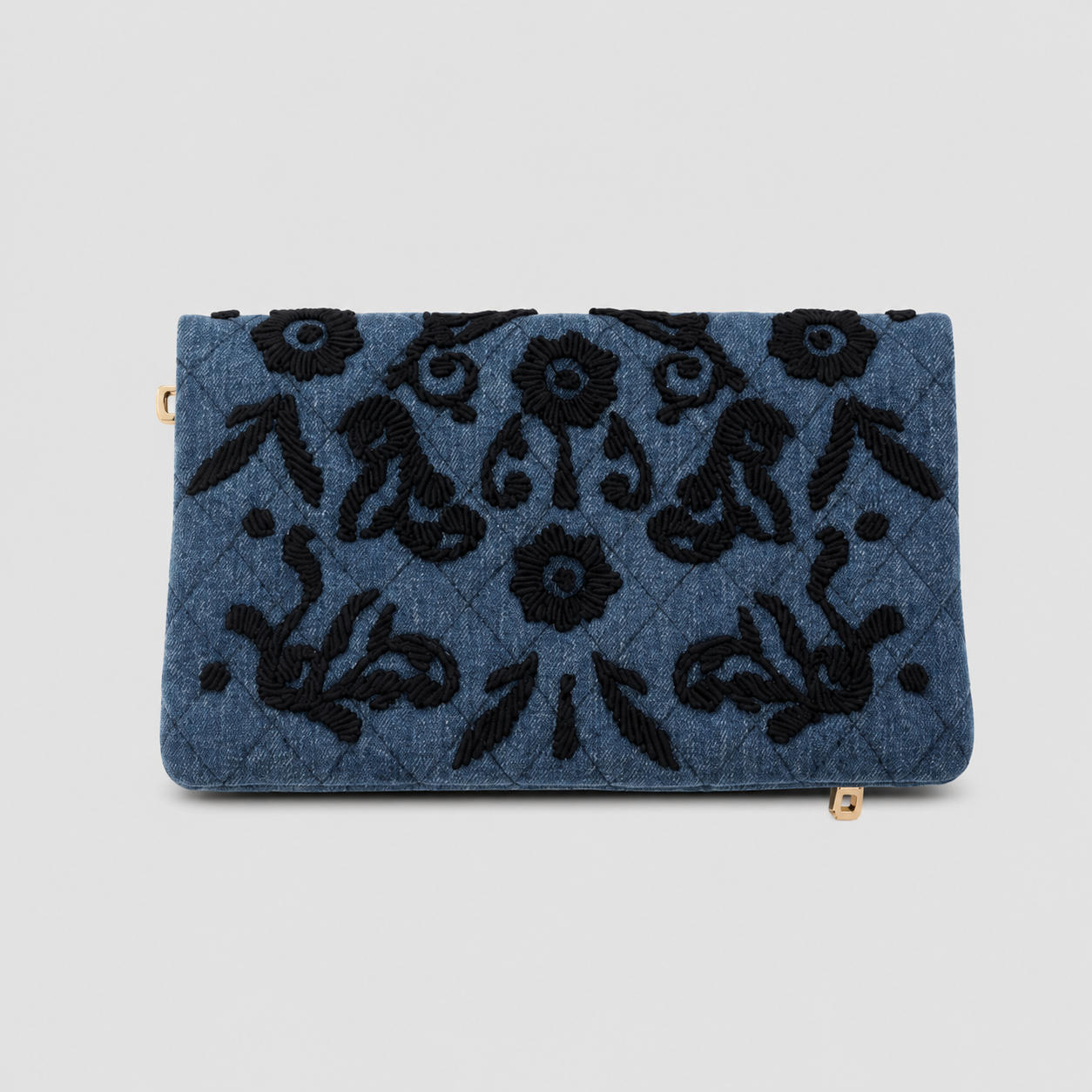 Denim Impunto Clutch Bag