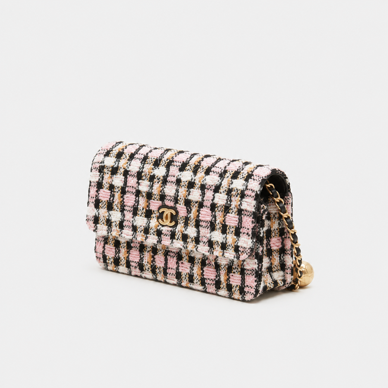 CC Tweed Pearl Crush Wallet on Chain