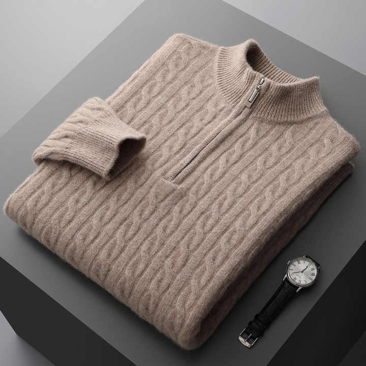 100% TheighT Cashmere Woven Half Zip