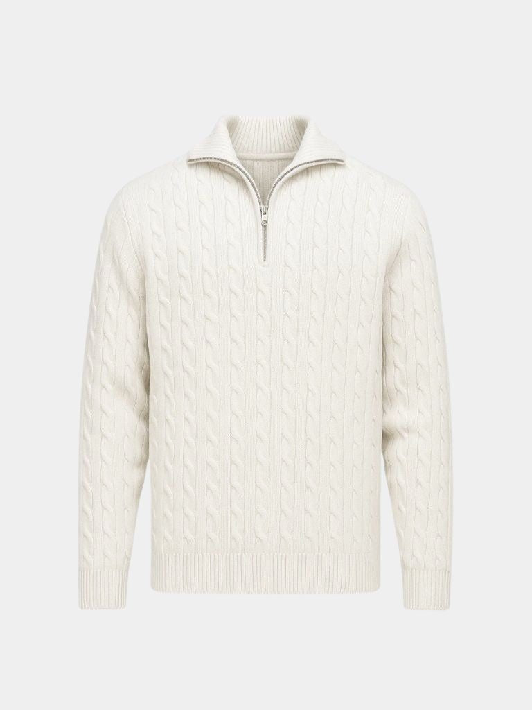 Premium Cable-Knit Zip Neck Sweater - Verocci Essentials