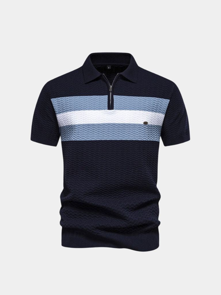 Classic Fit Quarter Zip Business Casual Short Sleeves Polo - Ellesmere