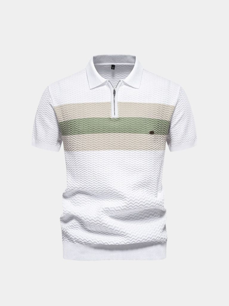 Classic Fit Quarter Zip Business Casual Short Sleeves Polo - Ellesmere