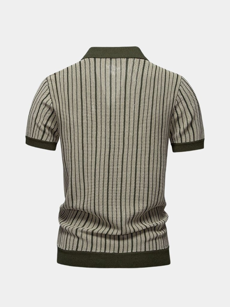 Striped Knit Polo Shirt - Ellesmere