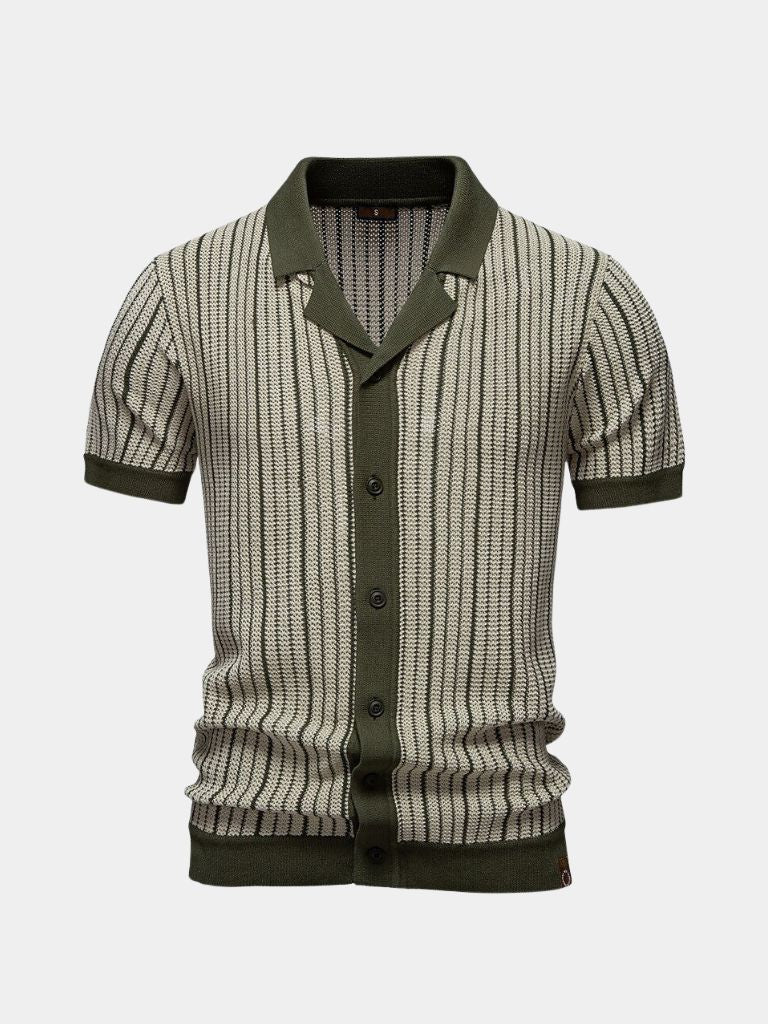 Striped Knit Polo Shirt - Ellesmere