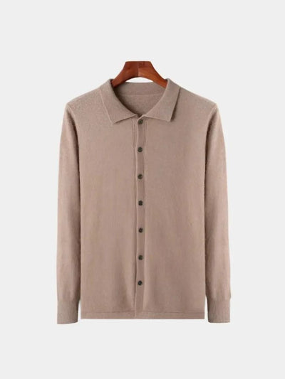 100% Cashmere Polo Cardigan - Verocci Essentials