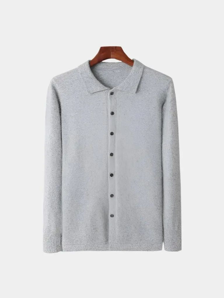 100% Cashmere Polo Cardigan - Verocci Essentials