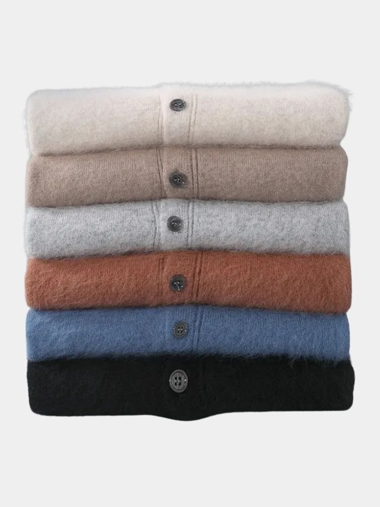 100% Cashmere Polo Cardigan - Verocci Essentials