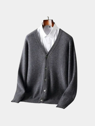 100% Merino Wool V Neck Knitwear Cardigan Sweater - Verocci Essentials
