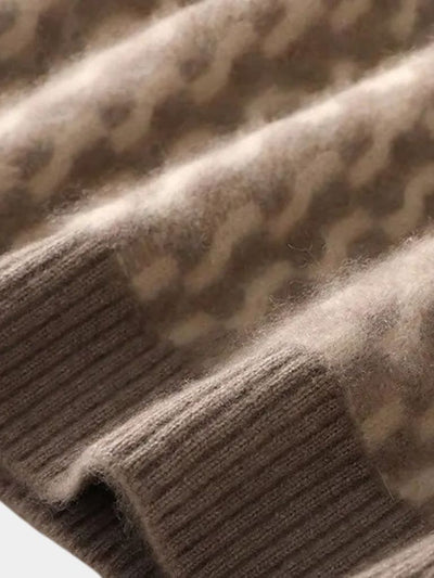 100% Wool Geometric Crew Neck Pullover Sweater - Verocci Essentials