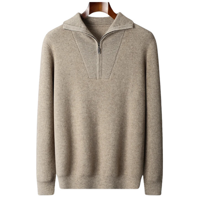 100% Cashmere  Half  Zip  Sweater