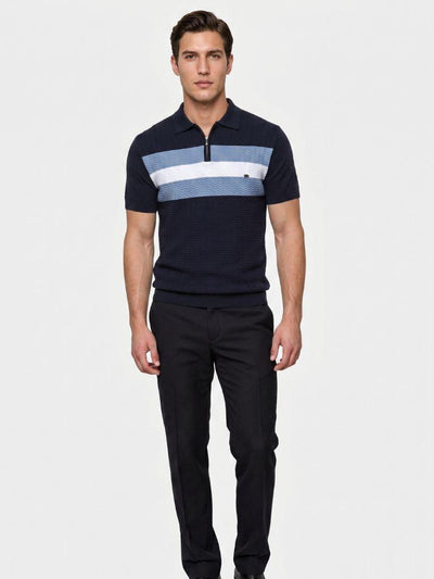 Classic Fit Quarter Zip Business Casual Short Sleeves Polo - Ellesmere
