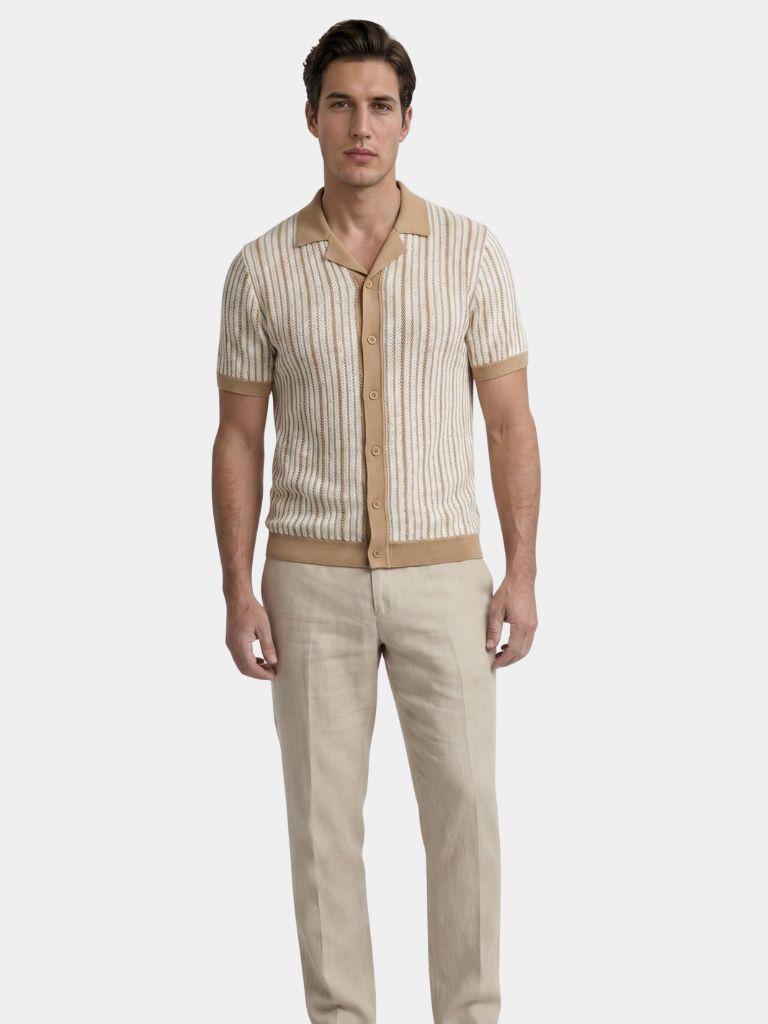 Striped Knit Polo Shirt - Ellesmere