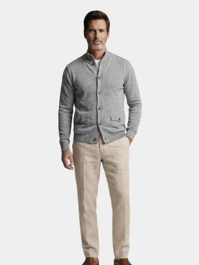 Knitted Stand Collar Cotton Cardigan - Verocci Essentials