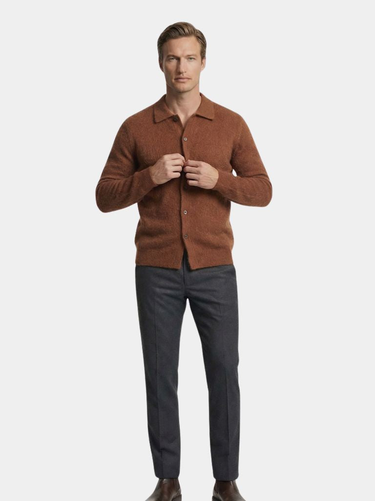 100% Cashmere Polo Cardigan - Verocci Essentials