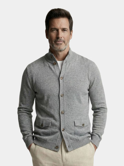Knitted Stand Collar Cotton Cardigan - Verocci Essentials