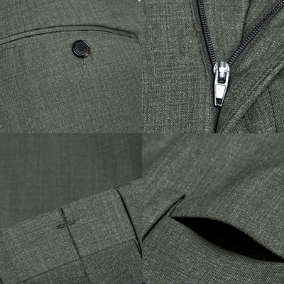 Sage Green Textured Slim Fit Trousers