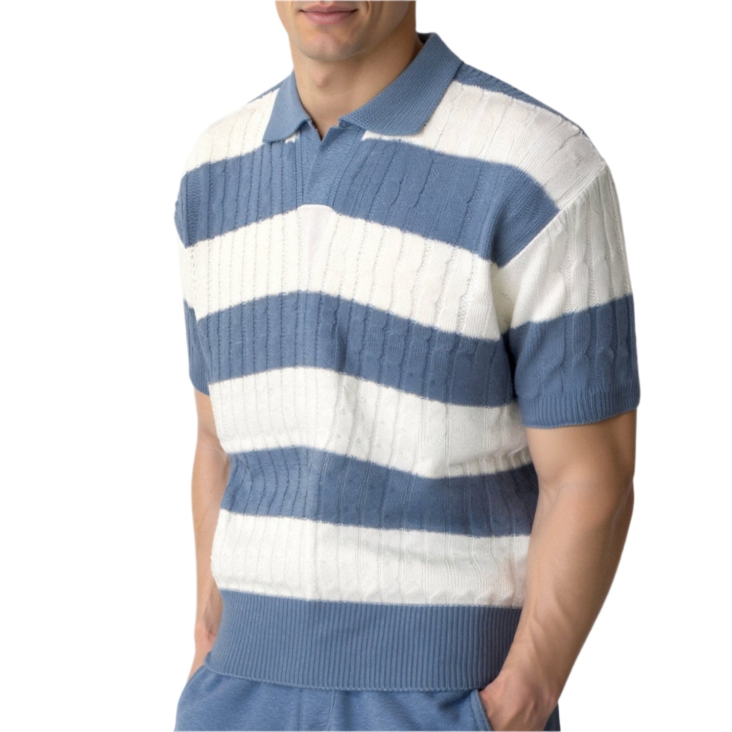 TheighT White Stripe Polo