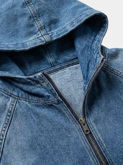Artisan Denim Smock Quarter Zip Hooded Jacket - Verocci Essentials