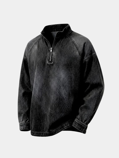 Stonewash Denim Quarter Zip Jacket - Verocci Essentials