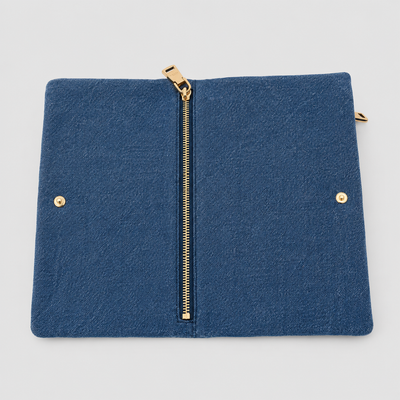 Denim Impunto Clutch Bag