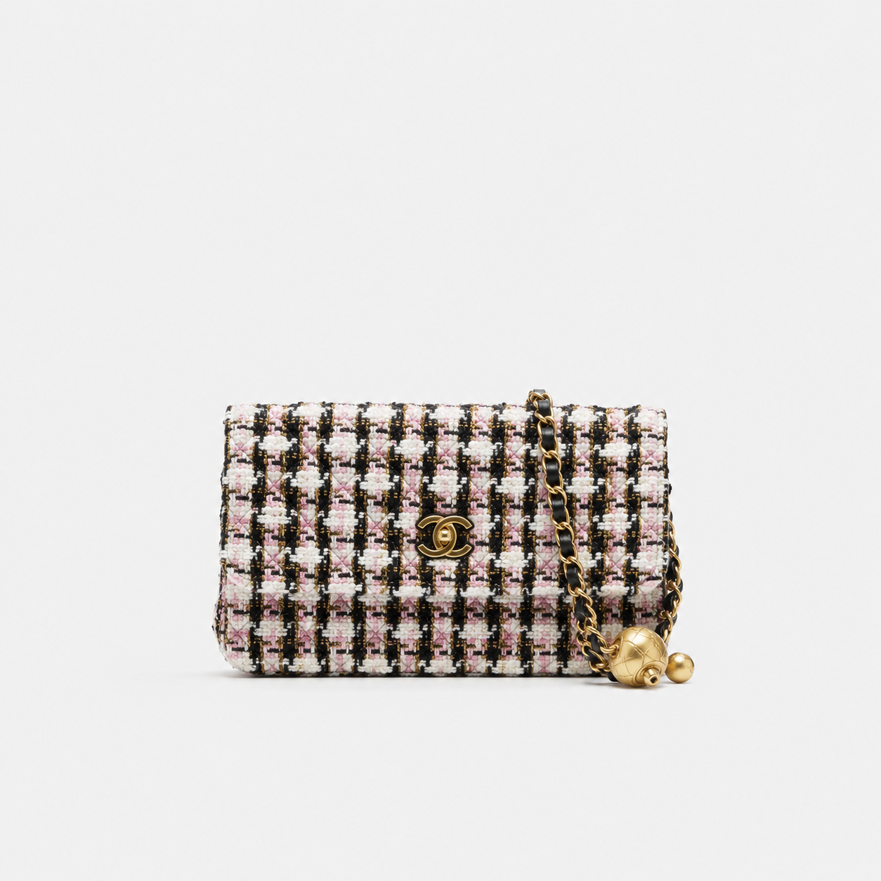 CC Tweed Pearl Crush Wallet on Chain