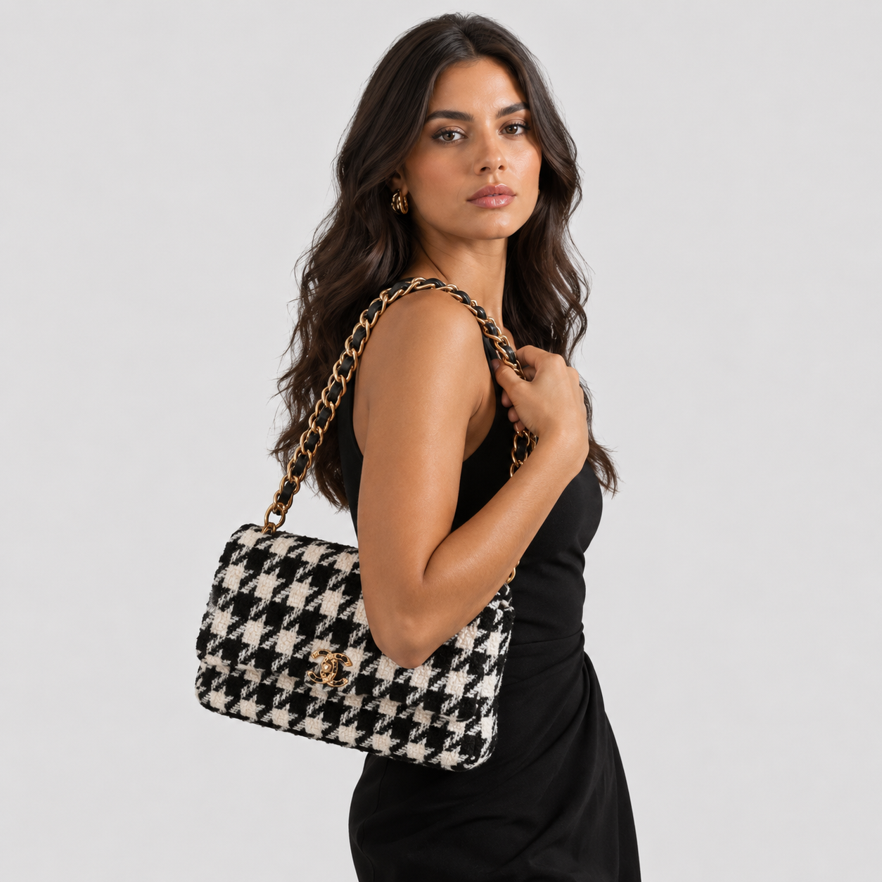 Large Tweed 19 Flap Bag
