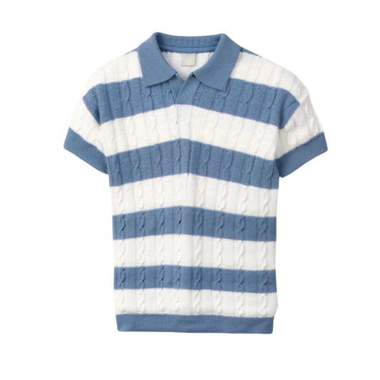 TheighT White Stripe Polo