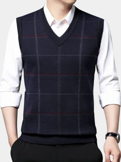 Academic Checkered Knit Vest - Verocci Essentials