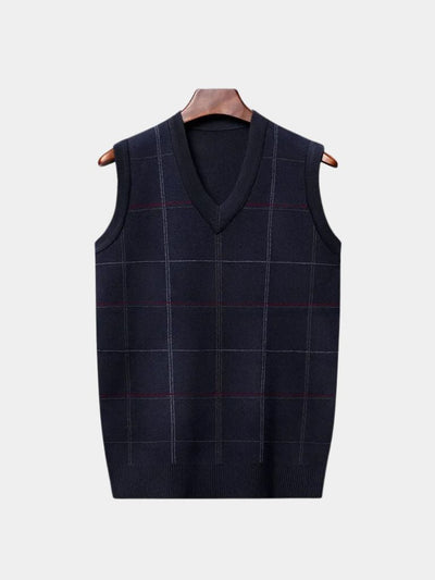 Academic Checkered Knit Vest - Verocci Essentials
