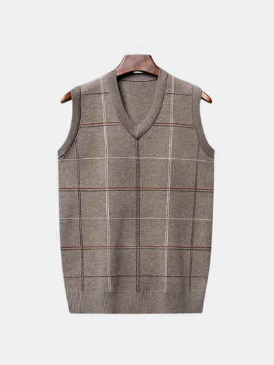 Academic Checkered Knit Vest - Verocci Essentials