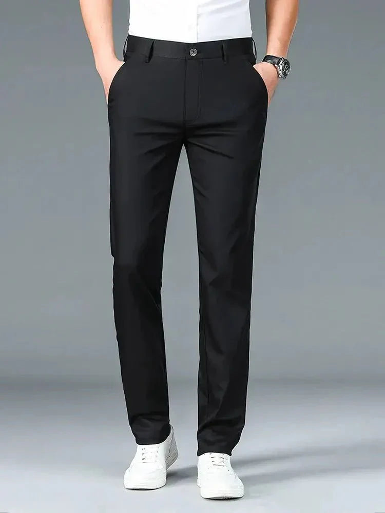 Bamboo Fiber Minimalist Straight Trousers - Verocci Essentials