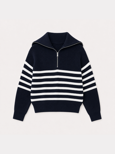 Striped Zip Up Sweater