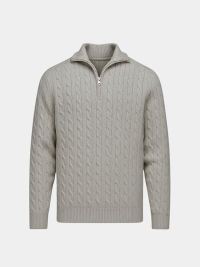 Premium Cable-Knit Zip Neck Sweater - Verocci Essentials
