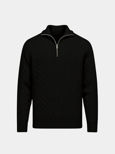 Premium Cable-Knit Zip Neck Sweater - Verocci Essentials