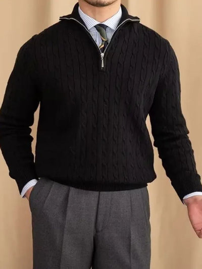 Premium Cable-Knit Zip Neck Sweater - Verocci Essentials