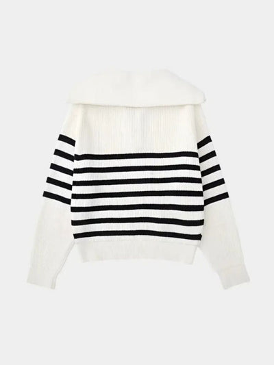 Casual Striped Zip Up Sweater - Verocci Essentials