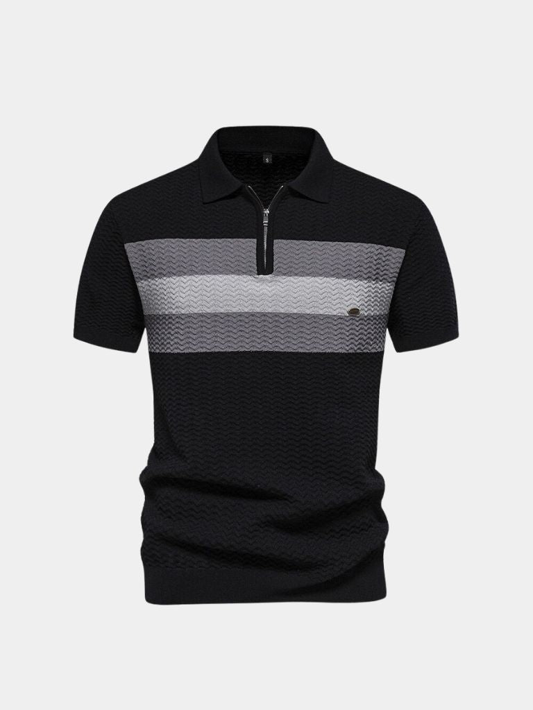 Classic Fit Quarter Zip Business Casual Short Sleeves Polo - Ellesmere