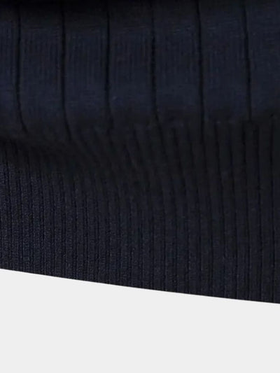 Cotton Knit Vertical Stripes Quarter-Zip Sweater - Verocci Essentials