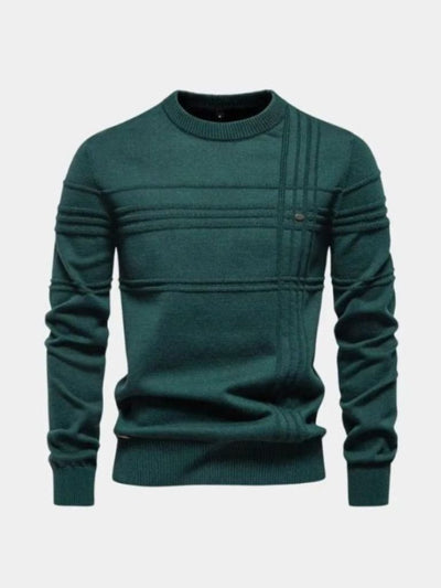 Cotton Knitted Stripped Crew Neck Pullover Sweater - Verocci Essentials