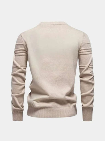 Cotton Knitted Stripped Crew Neck Pullover Sweater - Verocci Essentials