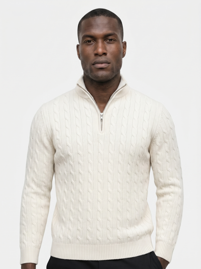 Premium Cable-Knit Zip Neck Sweater - Verocci Essentials