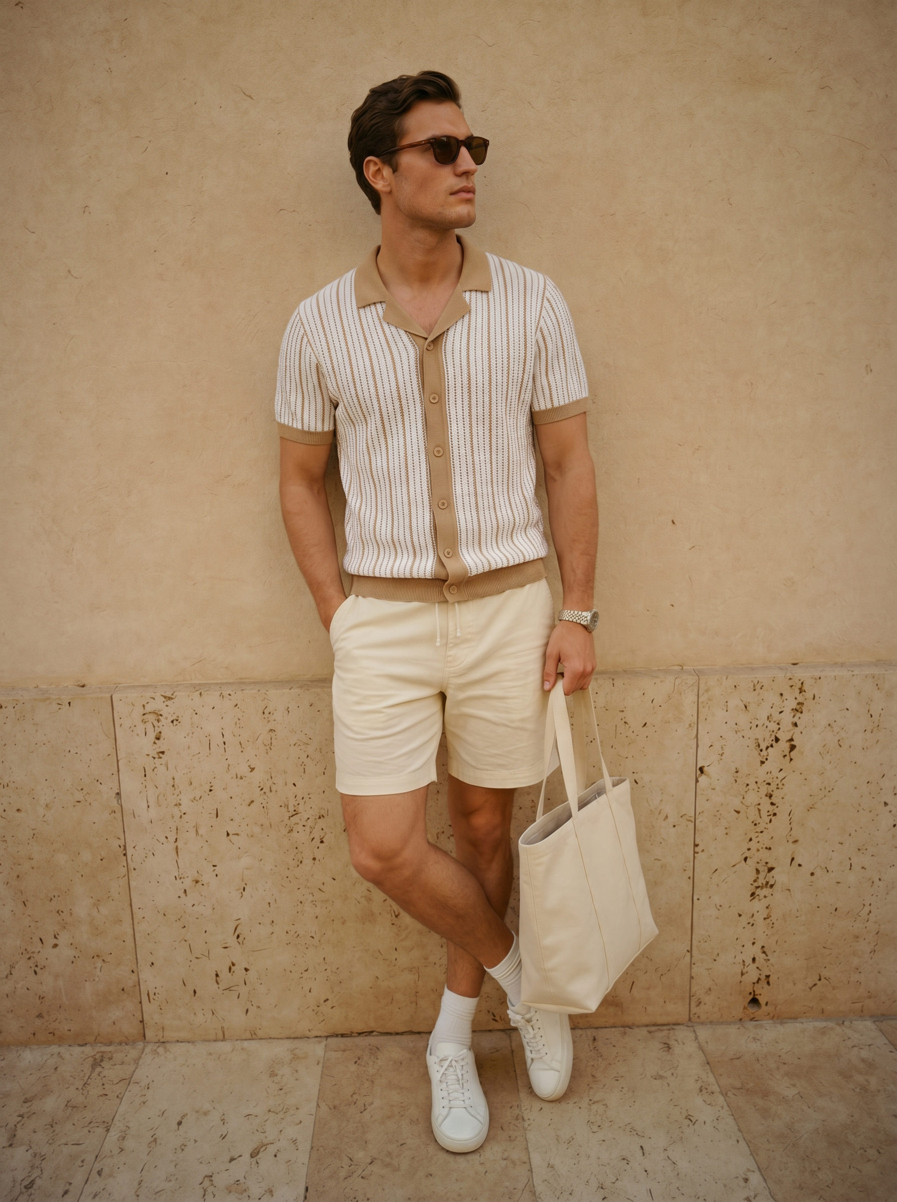 Striped Knit Polo Shirt - Ellesmere