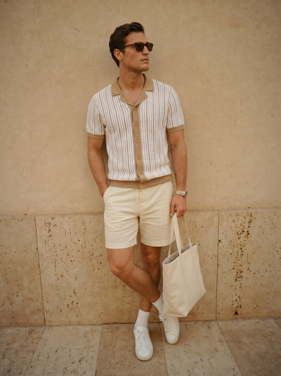 Striped Knit Polo Shirt - Ellesmere