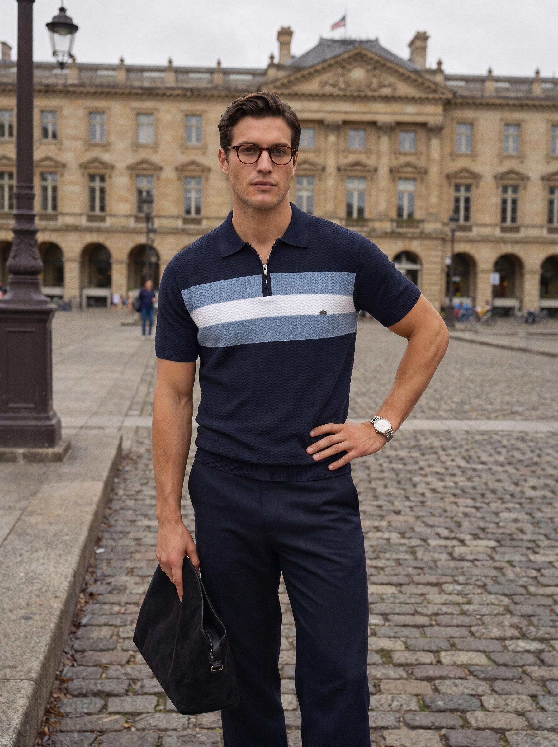 Classic Fit Quarter Zip Business Casual Short Sleeves Polo - Ellesmere