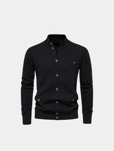 Knitted Stand Collar Cotton Cardigan - Verocci Essentials