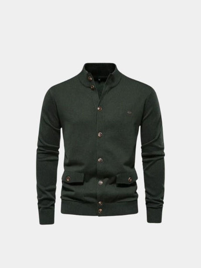 Knitted Stand Collar Cotton Cardigan - Verocci Essentials