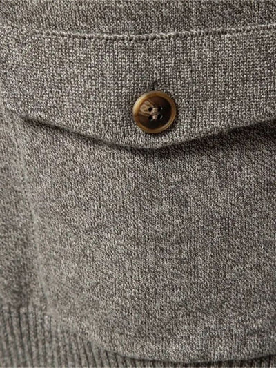 Knitted Stand Collar Cotton Cardigan - Verocci Essentials