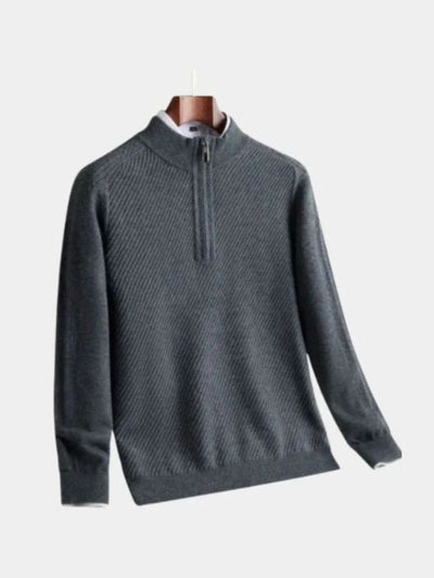Stripe Quarter Zip Wool Sweater - Verocci Essentials