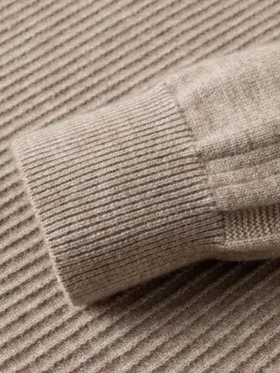 Stripe Quarter Zip Wool Sweater - Verocci Essentials